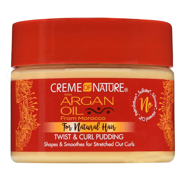 Argan Oil Twist & Curl Pudding By Creme Of Nature, Argan Oil Of Morocco, Shapes & Smoothes For Stretched Out Curls, 12 Fl Oz