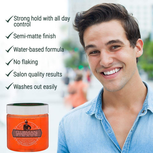 Clubman Firm Hold Pomade, Travel Size Hair Styling Gel for Men, 4 oz