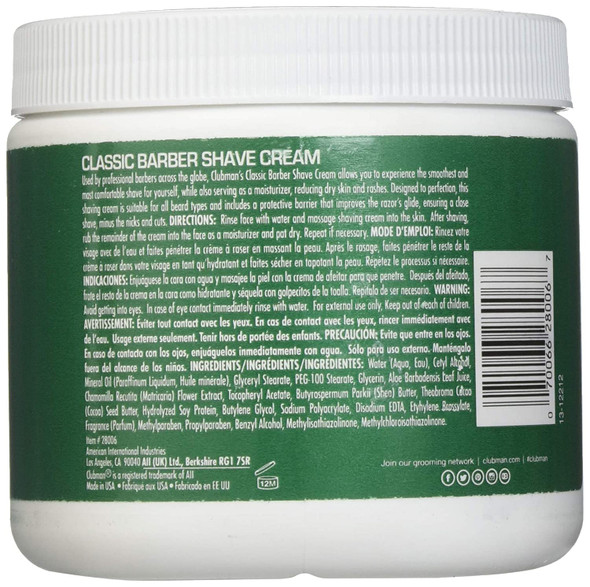 Clubman Shave Cream 16 Ounce Jar (473ml) (6 Pack)