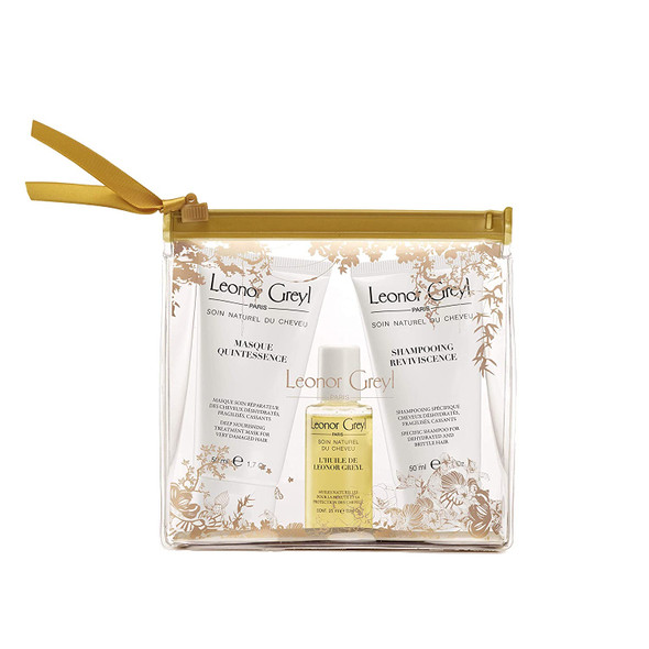 Leonor Greyl Paris - Premium Luxury Travel Kit for Damaged Hair - TSA Approved- Travel Size Shampoo, Hair Oil & Conditioning Mask Damaged Hair