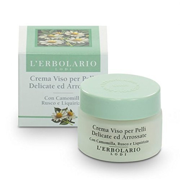 L'Erbolario Face Cream For Delicate And Red Skin - Prevents Irritation - Tones Down Reddening - Improves Skin Resistance - Softens Highly Sensitive Skin And Improves Appearance - Paraben Free - 1 Oz