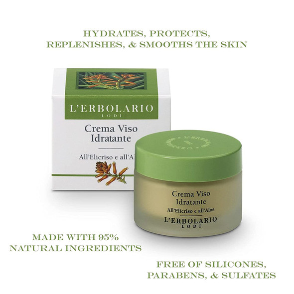 L'Erbolario Moisturising Face Cream - Hydrating And Nourishing Treatment - Fast Absorbing, Non-Greasy - Light Texture Can Be Applied Day Or Night - Ideal Base For Luminous Makeup - 1.6 Oz