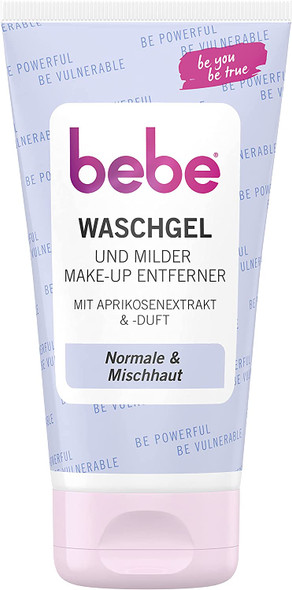 bebe Wash Gel & Mild Eye Make-Up Remover (150 ml), Fruity Scented Facial Cleansing with Apricot Extract for Normal Skin & Combination Skin