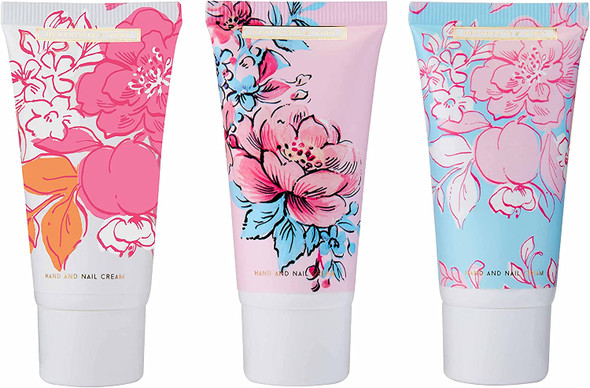 Heathcote & Ivory Florals Pinks and Pear Blossom Scent Hand Cream Trio Travel Size, 3 x 30ml