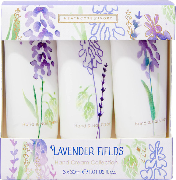 Heathcote & Ivory Lavender Fields Hand Cream Collection, 3 x 30ml Hand Cream