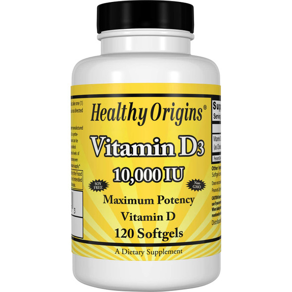 Healthy Origins - Vitamin D3 High Potency Vitamin D Clinical Strength 10000 IU - 120 Softgels