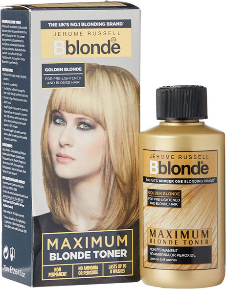 Jerome Russell Bblonde Non-Permanent Hair Toner, Professional Results, No Ammonia, Golden Blonde, 75ml