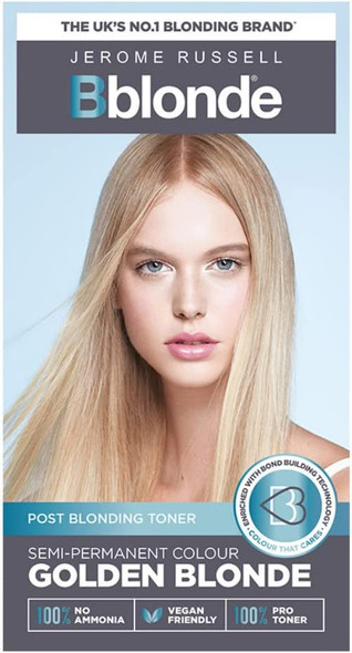 Jerome Russell Bblonde, Semi-Permanent Hair Toner, No Ammonia, Vegan, Professional Results, For Blonde Hair, Post Blonding Toner, Golden Blonde