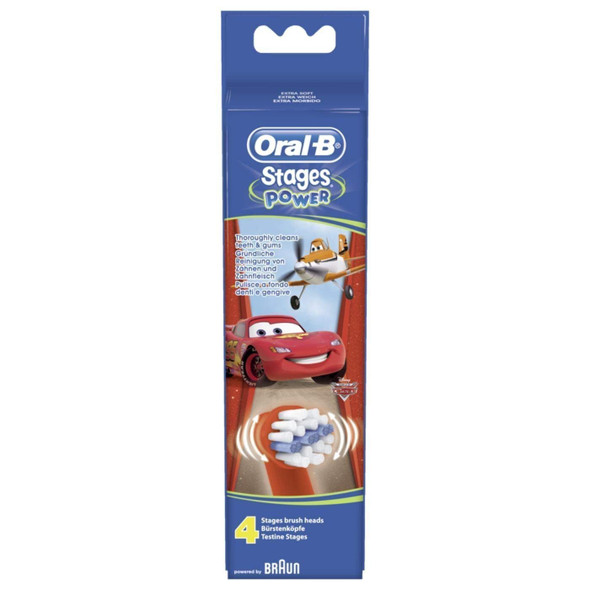 Oral-B Stages Power Replacement Toothbrush Heads Disney Cars 4 per Pack