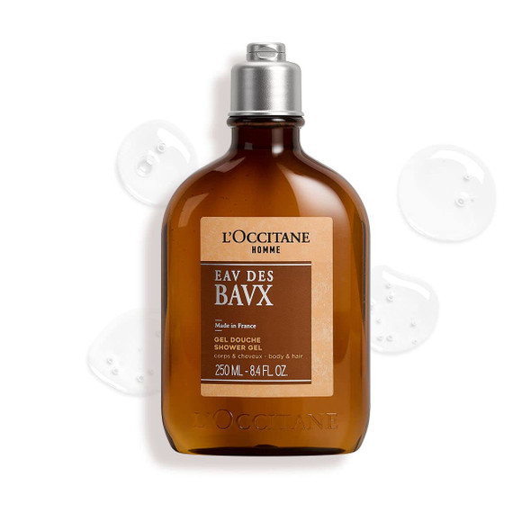 l'occitane eau des baux shower gel 250 ml, luxury body wash for men, 2 in 1 shower gel