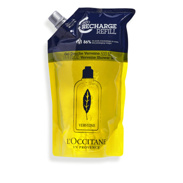 L'OCCITANE Verbena Shower Gel Eco Refill 500 ml| Luxury Moisturising Body Wash for Women & Men| Invigorating & Refreshing|Organic Verbena Extract| Vegan Formula