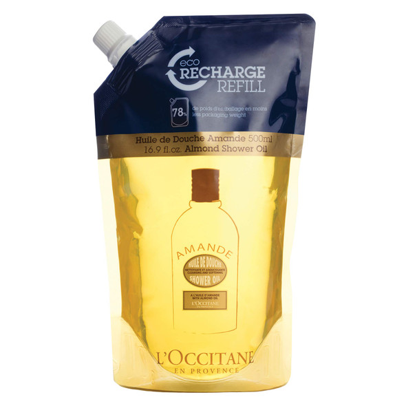 L'OCCITANE Almond Shower Oil Eco Refill 500ml| Almond Oil Luxury Body Wash| Moisturising and Nourishing