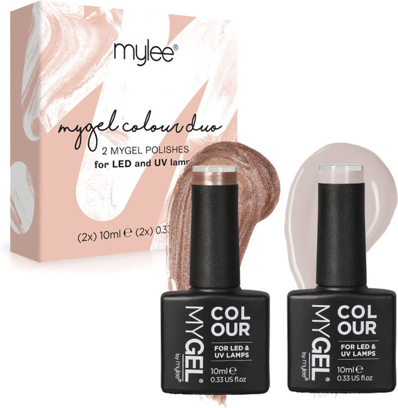 MYGEL by Mylee Gel Nail Polish Duo Colour Set 2x10ml - UV/LED Soak-Off Nail Art Manicure Pedicure for Professional, Salon & Home Use - Long Lasting & Easy to Apply (Work of Art)