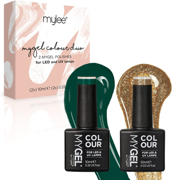 MYGEL by Mylee Gel Nail Polish Colour Set 2x10ml - UV/LED Soak-Off Nail Art Manicure Pedicure for Professional, Salon & Home Use - Long Lasting & Easy to Apply (Christmas Tree)