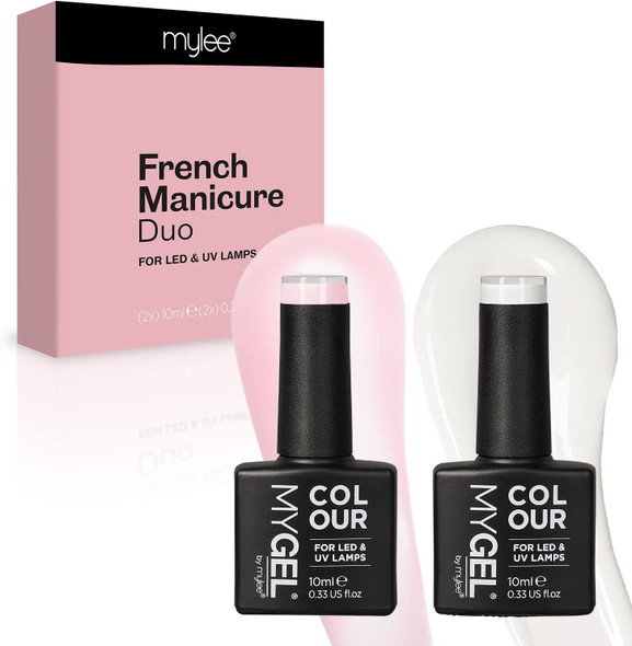 MYGEL by Mylee French Manicure Duo Gel Polish 2x10ml UV/LED Soak-Off Nail Art Manicure Pedicure for Professional, Salon & Home Use - Long Lasting & Easy to Apply