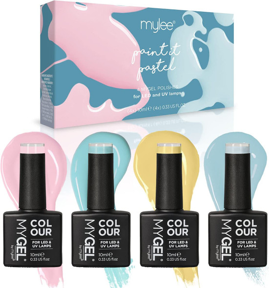 MYGEL by Mylee Spring Pastels Colour Set Gel Nail Polish 4x10ml - UV/LED Soak-Off Nail Art Manicure Pedicure for Professional, Salon & Home Use - Long Lasting & Easy to Apply