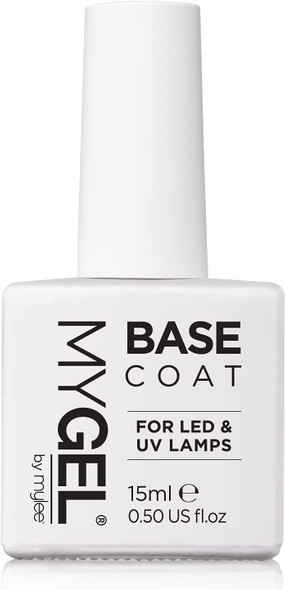 MYGEL by Mylee Nail Gel Polish Base Coat 15ml UV/LED Soak-Off Nail Art Manicure Pedicure for Professional, Salon & Home Use - Lasts up to 2 Weeks, Easy to Apply, No Chips, Durable & Safe