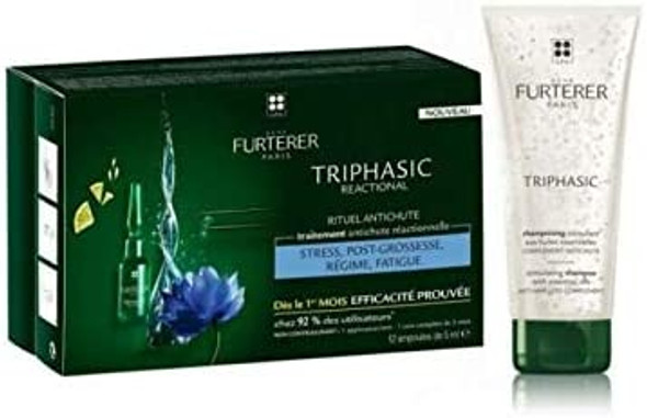 Rene Furterer Triphasic Reactional 12 x 5ml Vials And Shampoo Anti Hair Loss Ritual 100ml Promo Pack