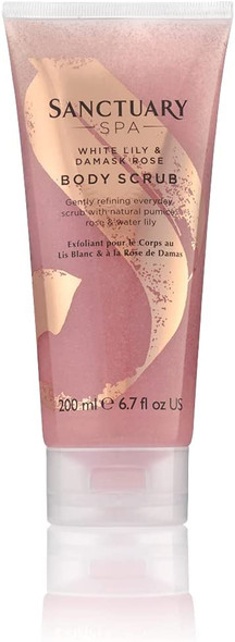 Sanctuary Spa White Lily and Damask Rose Body Scrub with Natural Pumise and Essential Oils, Vegan and Cruelty Free, 200ml