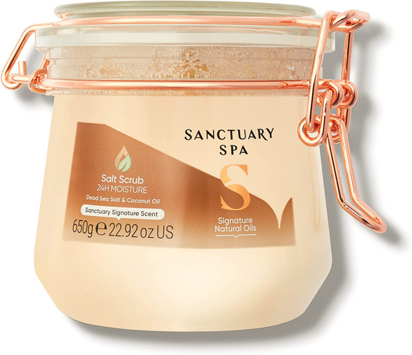 Sanctuary Spa Dead Sea Salt Scrub with Coconut Oil, No Mineral Oil, Cruelty Free and Vegan, 650g