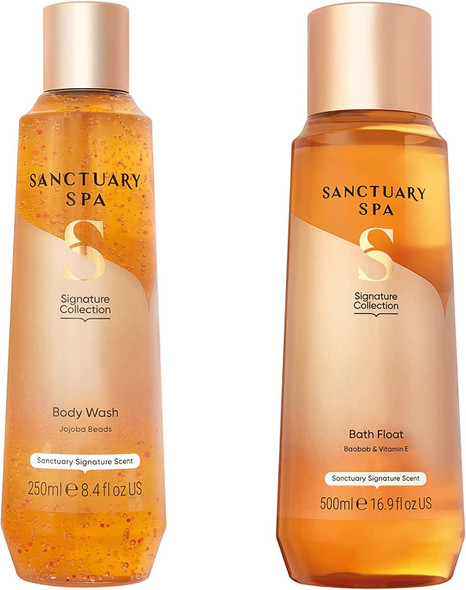 Sanctuary Spa Shower Gel Body Wash, 250 ml and Moisturising Body Butter, 300 ml, and Bath Float Bubble Bath, 500 ml, Vegan and Cruelty Free