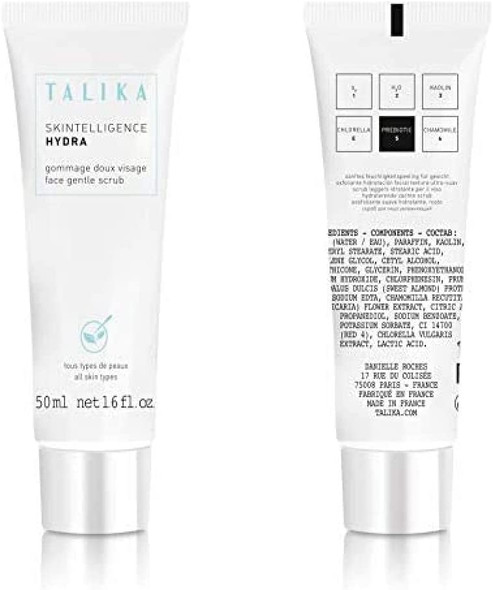 Talika - Gentle Moisturizing Face Scrub - Skintelligence Hydra Face Gentle Scrub - Cleanses and Tightens Pores - For Purified, Soft and Clean Skin - For All Skin Types - 50 ml Tube