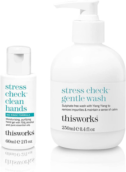 This Works Stress Check Clean Hands Antibacterial Gel, 60ml with Gentle Wash 250 ml