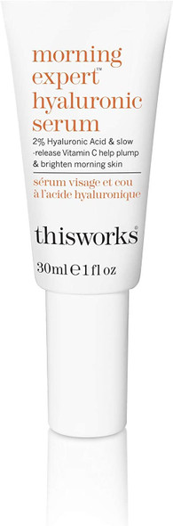 This Works Morning Expert Hyaluronic Serum, to Smooth, Hydrate and Brighten Skin, with 2 Percent Hyaluronic Acid, Vitamin C and Persian Silk Tree Extract, 30 ml