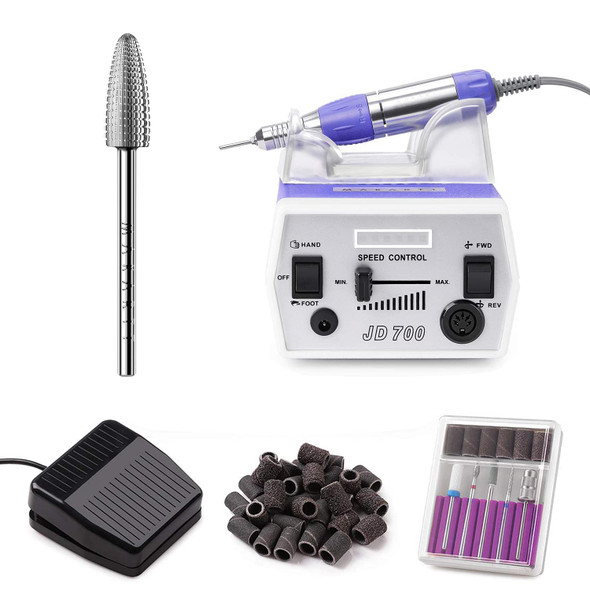 Makartt Nail Drill Electric Nail File JD700 Machine with 5 in 1 Nail Drill Bits Fine Efile Bits Bundle