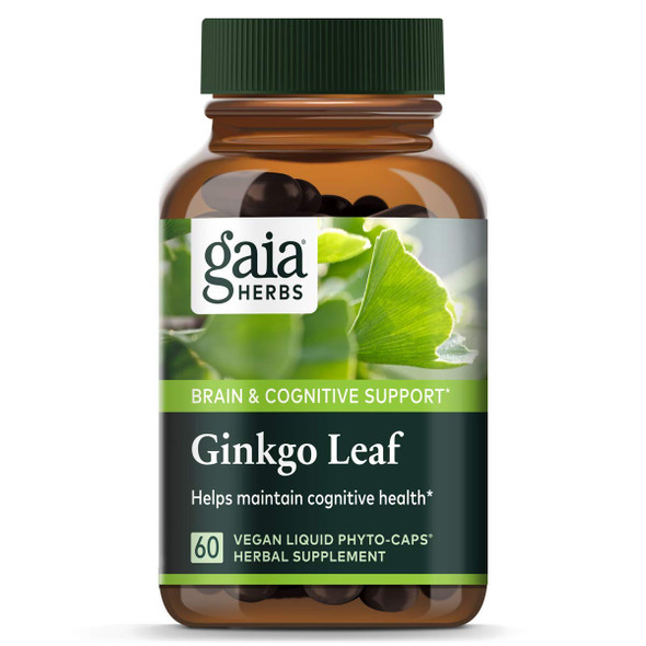 Gaia Herbs Ginkgo Leaf, Vegan Liquid Capsules, 60 Count - Daily Brain Health and Mental Focus Supplement with Antioxidants, Organic Ginkgo Biloba 1380mg Per Serving