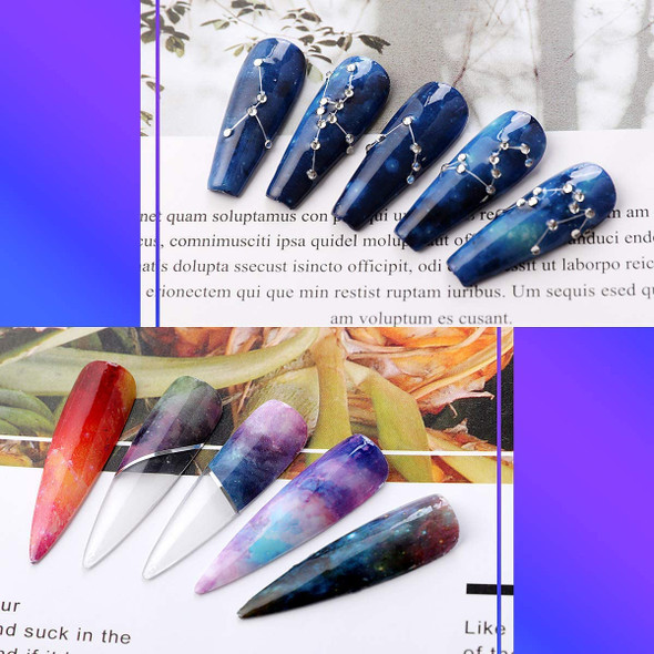 Makartt Nail Art Foil Glue Gel with Starry Sky Foil Transfer Stickers Nail Art Supplies Foil Transfers 10 Rolls Nail Decals Nail Extension Gel Art Decorations Nail Curing Lamp Required Soak Off