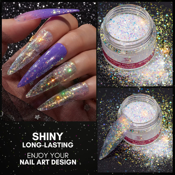 Makartt 2 Jars Chunky Glitter and Fine Glitter Set, Red Nail Glitter Holographic Nail Powder Shiny Nail Sequins Flakes Nail Art Manicure Tool for Nail Decoration Face Eyes Body Hair DIY Craft 10g