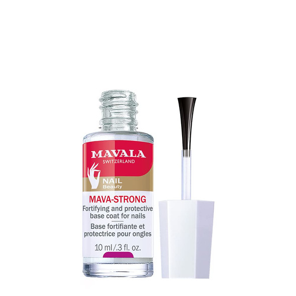 MAVALA Mava-Strong Fortifying Base Coat | Healthy Nails | Strengthens and Protects Damaged Nails | Reduces Micro-Flaking and Dehydration | Colorless, Shiny 0.3 Ounce