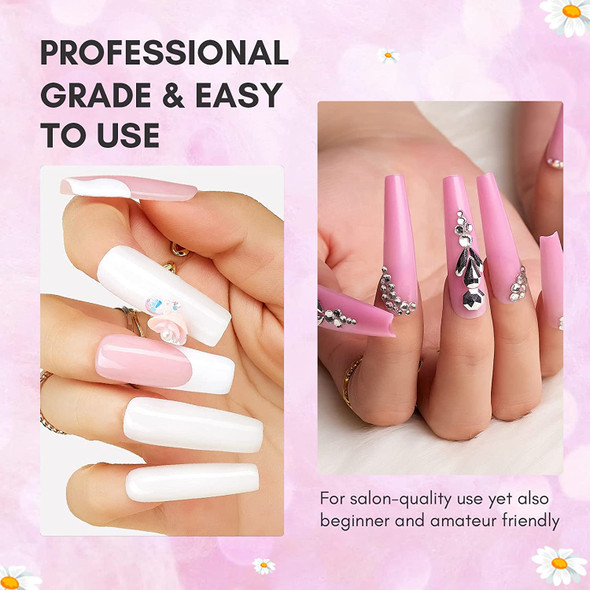 Makartt Poly Nail Gel Kit White Clear Gel Nail Extensions Kit Black Pink 4 Neutral Color Fake Nail Kit Hard Gel for Nails DIY Finger Nail Kit Fall Color Professional Revolutionary French Manicure Kit