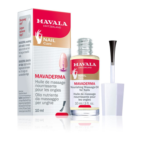 Mavala Mavaderma Nourishing Massage Oil for Nails, Nail Care, Nail Hardener, Cuticle Oil Nail Growth, Moisturizing & Healing Treatment for Cracked Nails & Rigid Cuticles, 0.33 Ounce Bottle