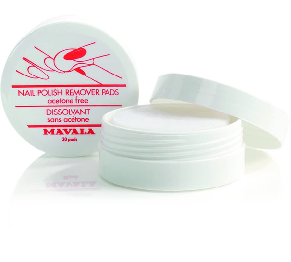 MAVALA Nail Polish Remover Pads| Gentle on Nails| Acetone-Free Nail Polish Remover Pads | Easy to Use| Essential Nail Care | Practical Travel Size Container| 30 Count
