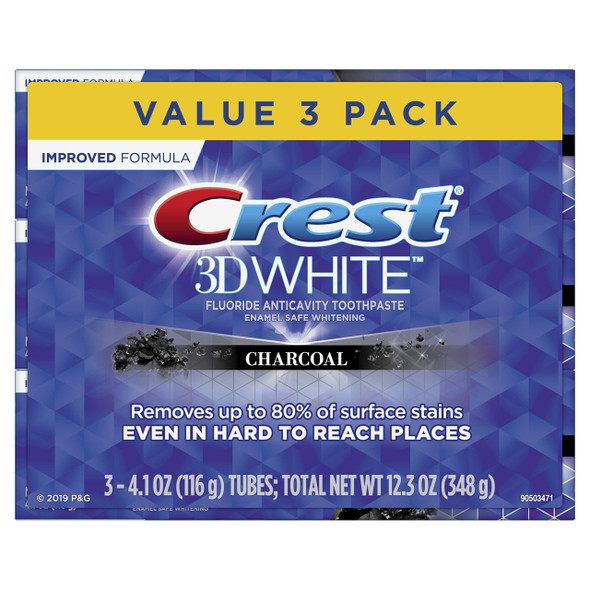 Crest 3D White, Charcoal Whitening Toothpaste, 4.1 oz, 3 Count