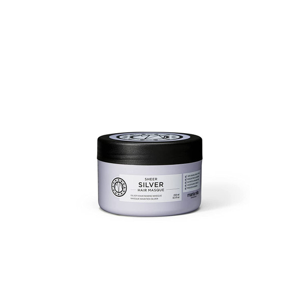 Maria Nila Sheer Silver Mask 8.5 Fl Oz / 250 ml, Neutralizes Golden Shades, Violet Pigments Gives Cool Tone, 100% Vegan & Sulfate/Paraben free