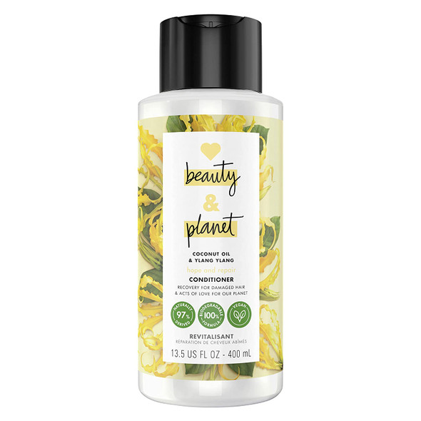Love Beauty and Planet 100% Biodegradable Conditioner Hair Repair Treatment for Split Ends Coconut Oil & Ylang Ylang Paraben-Free, Silicon-Free and Vegan Hair Care 13.5 oz