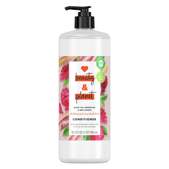 Love Beauty And Planet Silicone Free Conditioner Detox and Nourishment Black Tea Kombucha & Red Ginger Hair Care for Soft & Shiny Hair, Floral, 32 Fl Oz