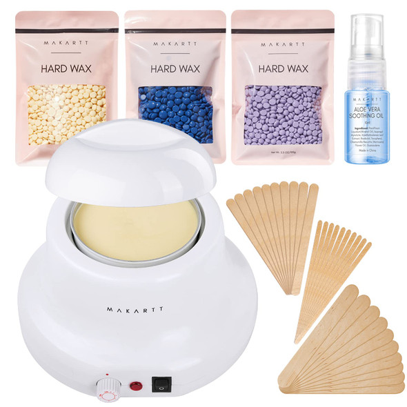 NANDKUVAR Oil and Wax Heater Wax Warmer Kit for Hair Removal with 1 Packs  Hard Wax Beans (100 g) & 1 Pcs steel spatula, 35 wax strips Painless at  Home Hair Removal