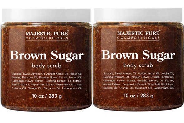 Brown Sugar Body Scrub for Cellulite and Exfoliation - All Natural Body Scrub - Reduces The Appearances of Cellulite, Stretch Marks, Acne, and Varicose Veins, Set Of 2