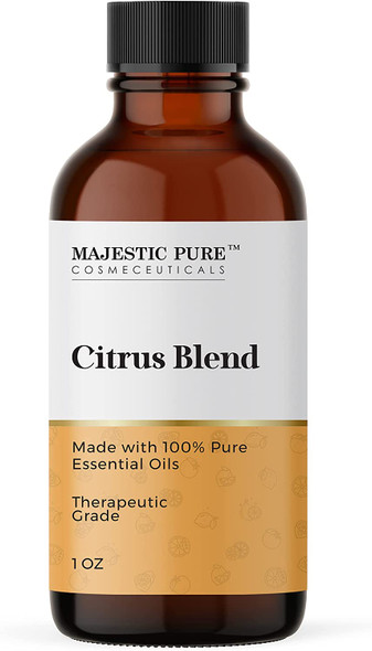 Majestic Pure Citrus Essential Oil Blend | 100% Pure & Natural Therapeutic Grade Blend for a Joyful, Positive Aroma,| 1 Oz| Lemon, Pink Grapefruit, Orange, Spearmint