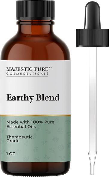 Majestic Pure Earthy Essential Oil Blend | 100% Pure & Natural Therapeutic Grade Blend for Peace of Mind, Mental Clarity| 1 Oz| Cedarwood Himalaya, Orange, Patchouli, Tangerine