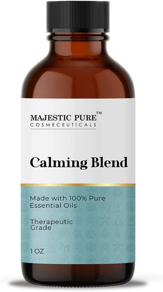 Majestic Pure Calming Essential Oil Blend| 100% Pure & Natural Therapeutic Grade Oil for Peace & Harmony, Soothing & Calming Aromatherapy| 1 Oz| Orange, Cedarwood Himalaya, Lemongrass, Ylang Ylang