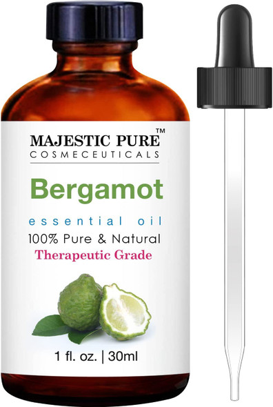 MAJESTIC PURE Bergamot Essential Oil, Therapeutic Grade, Pure and Natural, for Aromatherapy, Massage, Topical & Household Uses, 1 fl oz