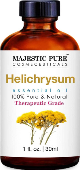 MAJESTIC PURE Helichrysum Essential Oil, Therapeutic Grade, Pure and Natural, for Aromatherapy, Massage, Topical & Household Uses, 1 fl oz