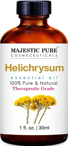 MAJESTIC PURE Helichrysum Essential Oil, Therapeutic Grade, Pure and Natural, for Aromatherapy, Massage, Topical & Household Uses, 1 fl oz