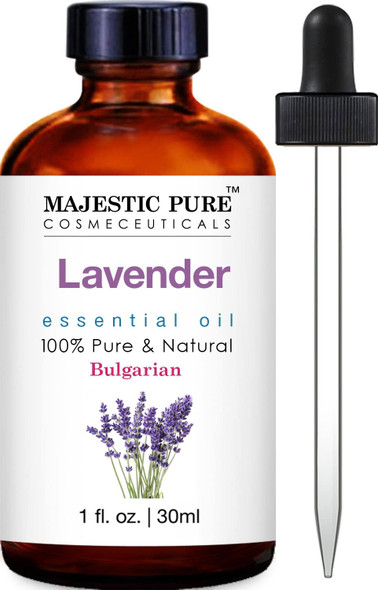 MAJESTIC PURE Lavender Essential Oil, Therapeutic Grade, Pure and Natural, Bulgarian, for Aromatherapy, Massage, Topical & Household Uses, 1 fl oz