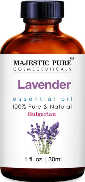 MAJESTIC PURE Lavender Essential Oil, Therapeutic Grade, Pure and Natural, Bulgarian, for Aromatherapy, Massage, Topical & Household Uses, 1 fl oz